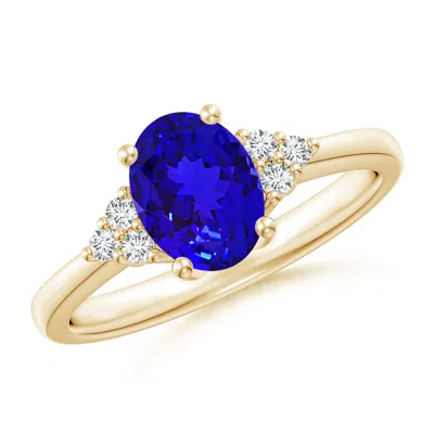 ANGARA SOLITAIRE OVAL TANZANITE AND DIAMOND PROMISE RING