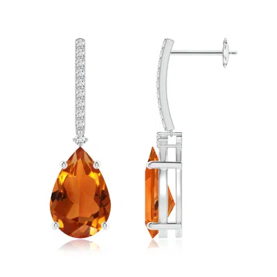 ANGARA SOLITAIRE PEAR CITRINE DROP EARRINGS WITH DIAMONDS
