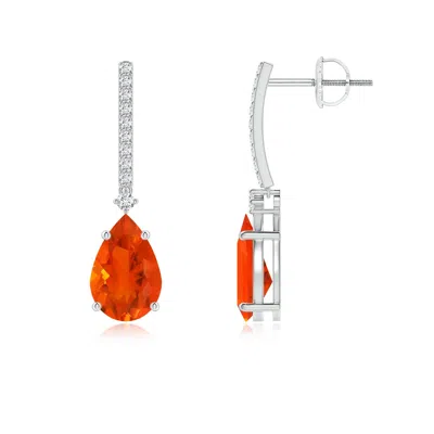 ANGARA SOLITAIRE PEAR FIRE OPAL DROP EARRINGS WITH DIAMONDS
