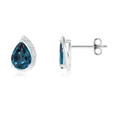 ANGARA SOLITAIRE PEAR LAB-GROWN ALEXANDRITE SWIRL STUD EARRINGS WITH DIAMOND ACCENTS