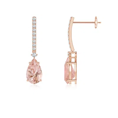 ANGARA SOLITAIRE PEAR MORGANITE DROP EARRINGS WITH DIAMONDS