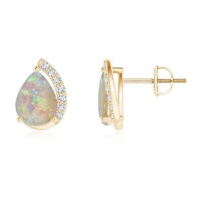 ANGARA SOLITAIRE PEAR OPAL SWIRL STUD EARRINGS WITH DIAMOND ACCENTS