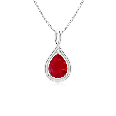 ANGARA SOLITAIRE PEAR RUBY TWIST BALE PENDANT