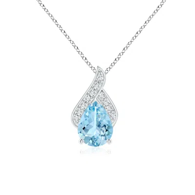 ANGARA SOLITAIRE PEAR-SHAPED AQUAMARINE FLAME PENDANT