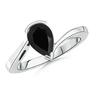 ANGARA SOLITAIRE PEAR-SHAPED BLACK ONYX BYPASS RING
