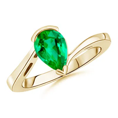 ANGARA SOLITAIRE PEAR-SHAPED EMERALD BYPASS ENGAGEMENT RING