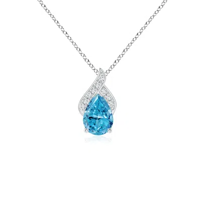 ANGARA Solitaire Pear-Shaped Fancy Intense Blue Diamond Flame Pendant
