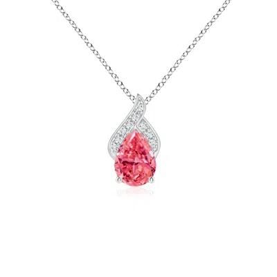 ANGARA SOLITAIRE PEAR-SHAPED FANCY INTENSE PINK DIAMOND FLAME PENDANT