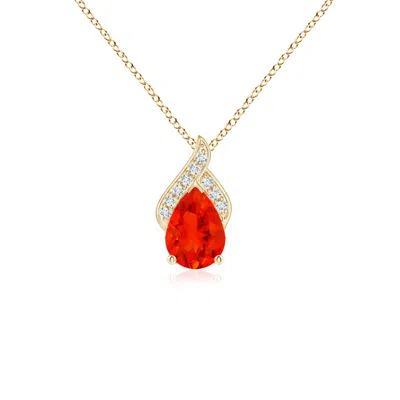 ANGARA SOLITAIRE PEAR-SHAPED FIRE OPAL FLAME PENDANT