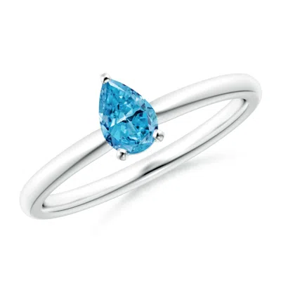 ANGARA SOLITAIRE PEAR-SHAPED LAB-GROWN FANCY INTENSE BLUE DIAMOND ENGAGEMENT RING