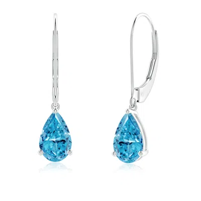 ANGARA SOLITAIRE PEAR-SHAPED LAB-GROWN FANCY INTENSE BLUE DIAMOND LEVERBACK EARRINGS