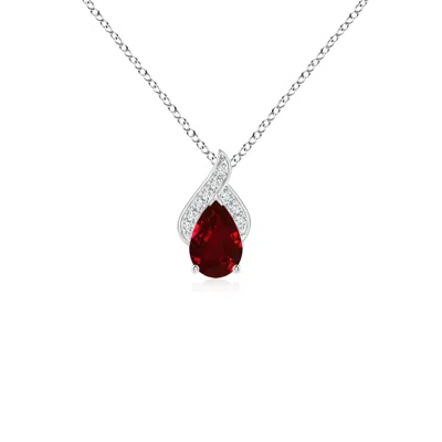 ANGARA SOLITAIRE PEAR-SHAPED RUBY FLAME PENDANT
