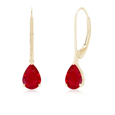 ANGARA SOLITAIRE PEAR-SHAPED RUBY LEVERBACK EARRINGS