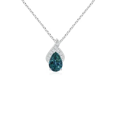 ANGARA SOLITAIRE PEAR-SHAPED TEAL MONTANA SAPPHIRE FLAME PENDANT