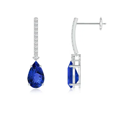 ANGARA SOLITAIRE PEAR TANZANITE DROP EARRINGS WITH DIAMONDS