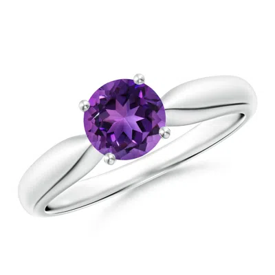 ANGARA SOLITAIRE ROUND AMETHYST TAPERED SHANK RING