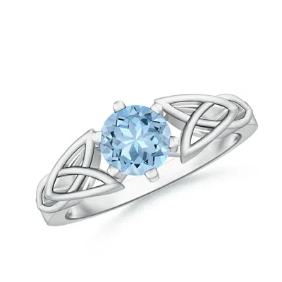 ANGARA SOLITAIRE ROUND AQUAMARINE CELTIC KNOT ENGAGEMENT RING