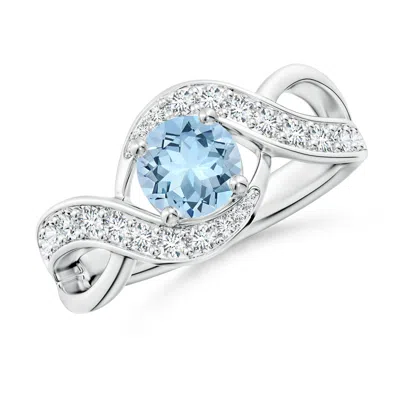 ANGARA SOLITAIRE ROUND AQUAMARINE INFINITY PROMISE RING