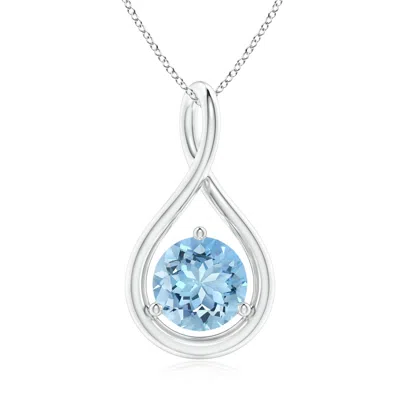 ANGARA SOLITAIRE ROUND AQUAMARINE INFINITY TWIST PENDANT