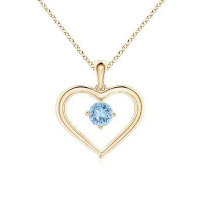 ANGARA SOLITAIRE ROUND AQUAMARINE OPEN HEART PENDANT
