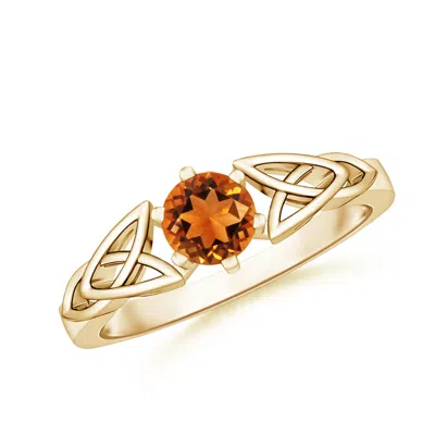 ANGARA SOLITAIRE ROUND CITRINE CELTIC KNOT RING