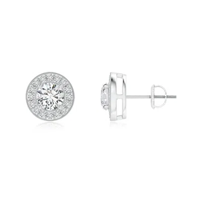 ANGARA SOLITAIRE ROUND DIAMOND HALO STUD EARRINGS
