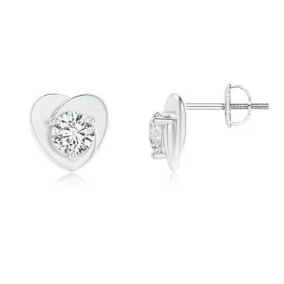 ANGARA SOLITAIRE ROUND DIAMOND HEART STUD EARRINGS