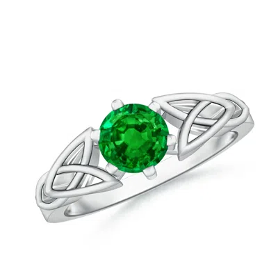 ANGARA SOLITAIRE ROUND EMERALD CELTIC KNOT RING