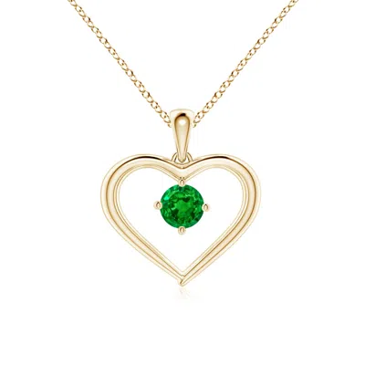 ANGARA SOLITAIRE ROUND EMERALD OPEN HEART PENDANT