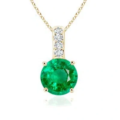 ANGARA SOLITAIRE ROUND EMERALD PENDANT WITH DIAMOND BALE