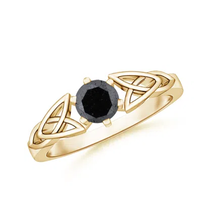 ANGARA SOLITAIRE ROUND ENHANCED BLACK DIAMOND CELTIC KNOT RING