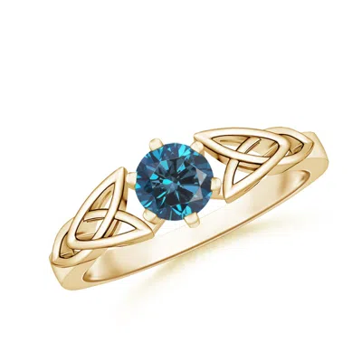 ANGARA SOLITAIRE ROUND ENHANCED BLUE DIAMOND CELTIC KNOT RING