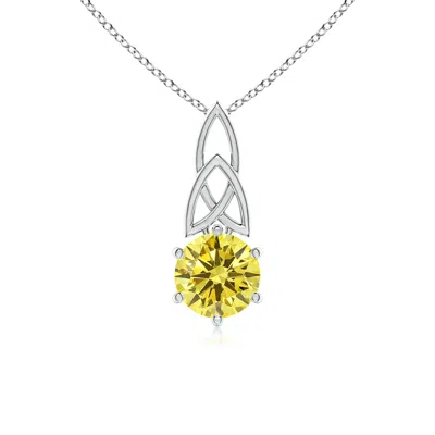 ANGARA SOLITAIRE ROUND FANCY INTENSE YELLOW DIAMOND CELTIC KNOT PENDANT