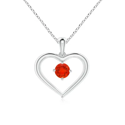 ANGARA SOLITAIRE ROUND FIRE OPAL OPEN HEART PENDANT