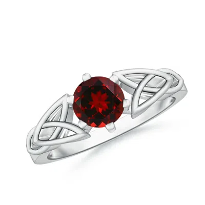 ANGARA SOLITAIRE ROUND GARNET CELTIC KNOT RING