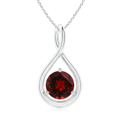 ANGARA SOLITAIRE ROUND GARNET INFINITY TWIST PENDANT