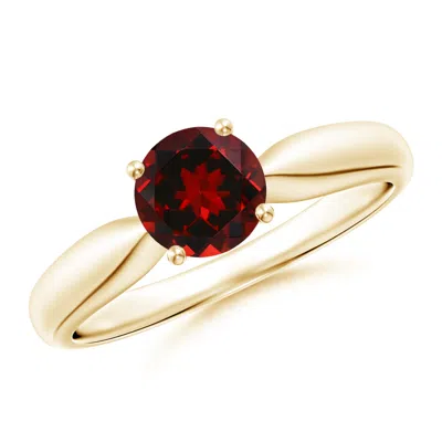 ANGARA SOLITAIRE ROUND GARNET TAPERED SHANK RING