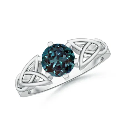 ANGARA SOLITAIRE ROUND LAB-GROWN ALEXANDRITE CELTIC KNOT RING