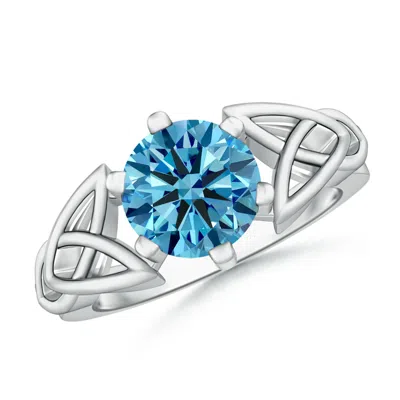 ANGARA SOLITAIRE ROUND LAB-GROWN FANCY INTENSE BLUE DIAMOND CELTIC KNOT RING