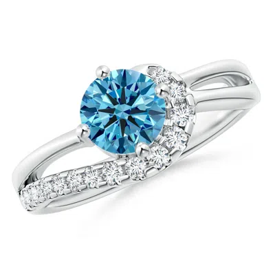 ANGARA SOLITAIRE ROUND LAB-GROWN FANCY INTENSE BLUE DIAMOND SWIRL PROMISE RING