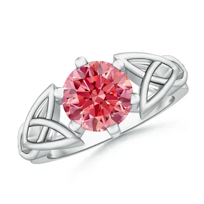 ANGARA SOLITAIRE ROUND LAB-GROWN FANCY INTENSE PINK DIAMOND CELTIC KNOT RING