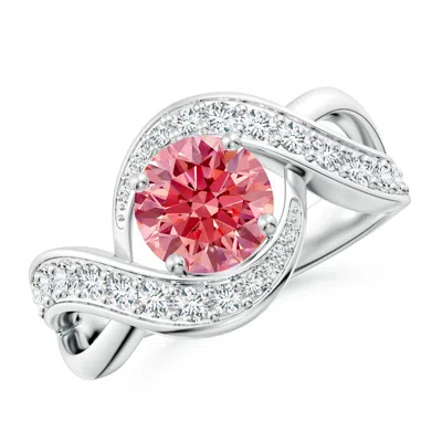 ANGARA SOLITAIRE ROUND LAB-GROWN FANCY INTENSE PINK DIAMOND INFINITY PROMISE RING
