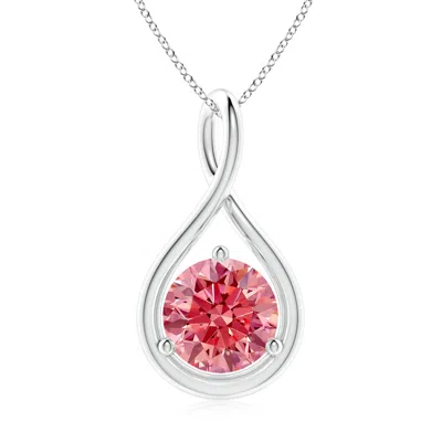 ANGARA SOLITAIRE ROUND LAB-GROWN FANCY INTENSE PINK DIAMOND INFINITY TWIST PENDANT