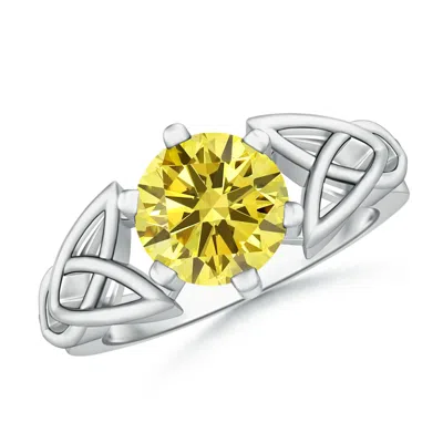 ANGARA SOLITAIRE ROUND LAB-GROWN FANCY INTENSE YELLOW DIAMOND CELTIC KNOT RING