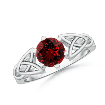 ANGARA SOLITAIRE ROUND LAB-GROWN RUBY CELTIC KNOT ENGAGEMENT RING