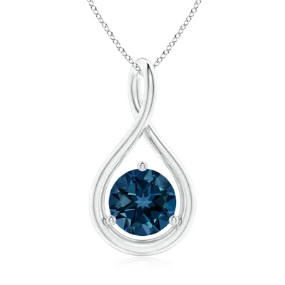 ANGARA SOLITAIRE ROUND LONDON BLUE TOPAZ INFINITY TWIST PENDANT