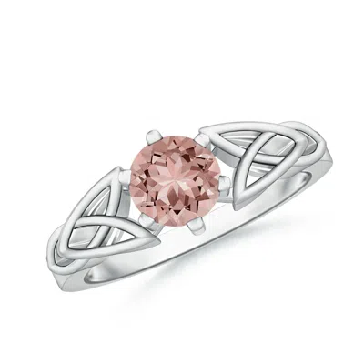ANGARA SOLITAIRE ROUND MORGANITE CELTIC KNOT RING