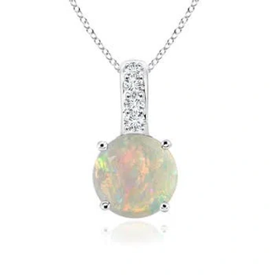 ANGARA SOLITAIRE ROUND OPAL PENDANT WITH DIAMOND BALE