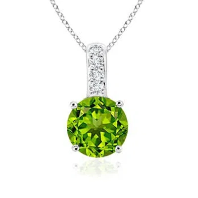 ANGARA SOLITAIRE ROUND PERIDOT PENDANT WITH DIAMOND BALE