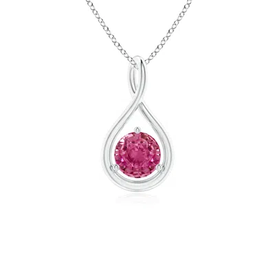 ANGARA SOLITAIRE ROUND PINK SAPPHIRE INFINITY TWIST PENDANT